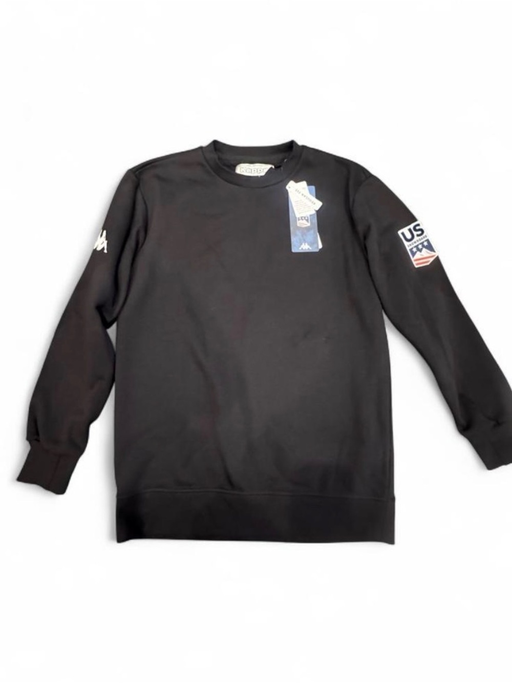Kappa Men’s Black Crewneck Sweater with USA Sleeve Patch